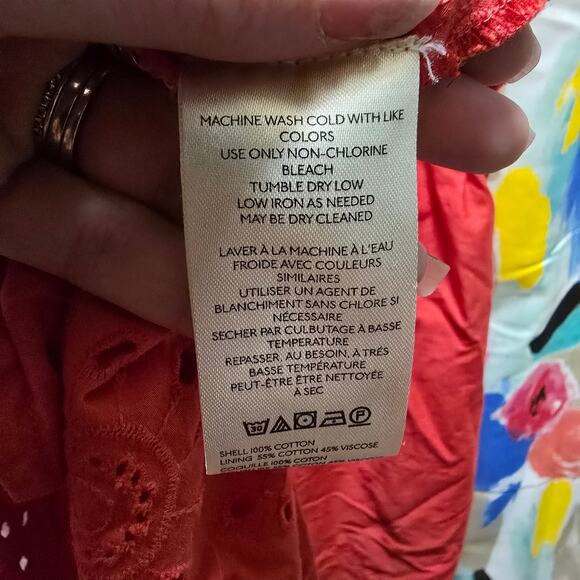 Maeve Anthropologie red sleeveless eyelet embroidered wide leg romper large - Picture 12 of 13